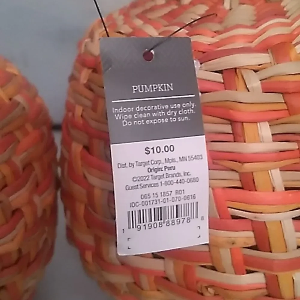 Set of Three Rattan Pumpkins